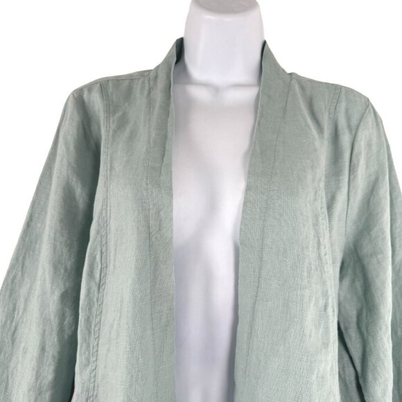 Soft Surroundings Grove Linen Jacket Medium Gray Mist Seafoam NWT CJ-1815 - Picture 3 of 10
